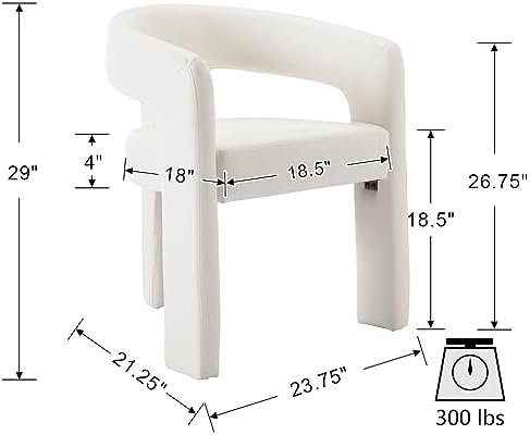 VESCASA Faux Leather Barrel Dining Chair with Open-Back, Upholstered Modern A...