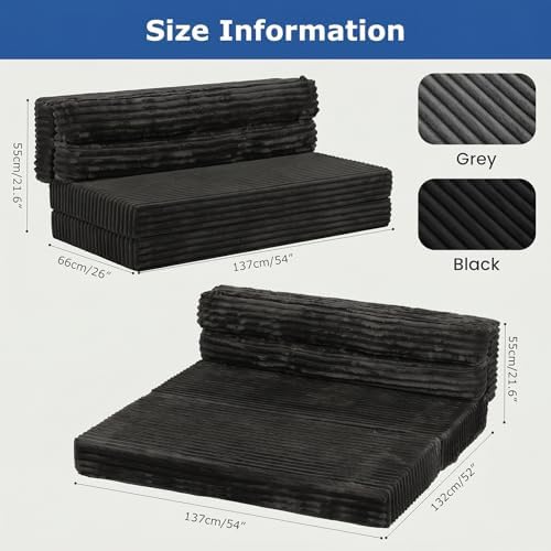 Erament Tri-Fold Futon Sofa Bed, 6 Inch Foldable Floor Couch, High-Density Fo...