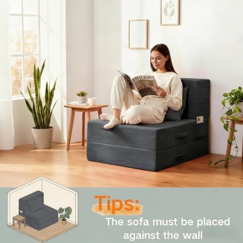 Folding Sofa Bed, Convertible Sleeper Chair Bed, Floor Sofa with Bag