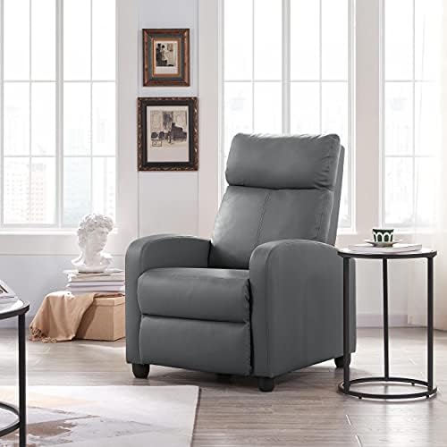 Topeakmart PU Leather Recliner Chair Home Theater Seating Gray