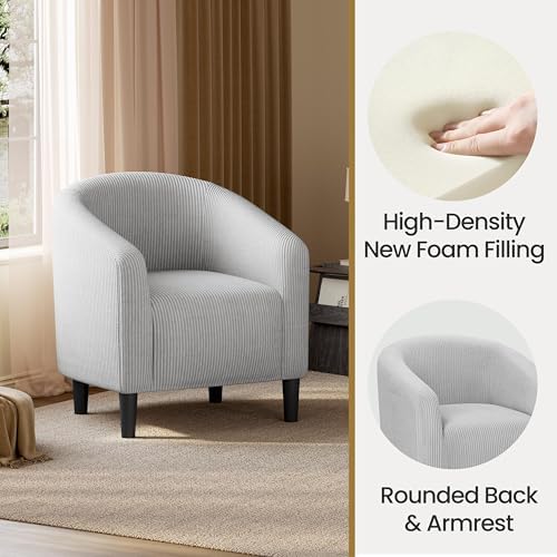 Yaheetech Small 25.5in Wide Corduroy Accent Chair for Bedroom, Light Gray