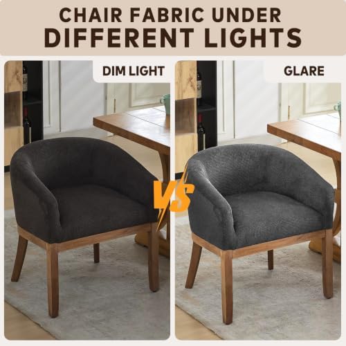 SoarFlash Modern Upholstered Barrel Dining Chairs with Arms, Natural Hardwood...