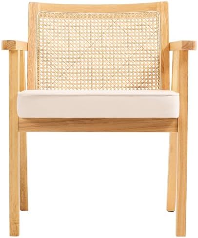 VEVOR Mid Century Modern Rattan Chair, Upholstered Velvet Accent Chair with R...