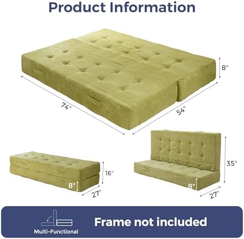 MAXYOYO Foldable Mattress, 8-Inch Tufted Futon Mattress with Handles