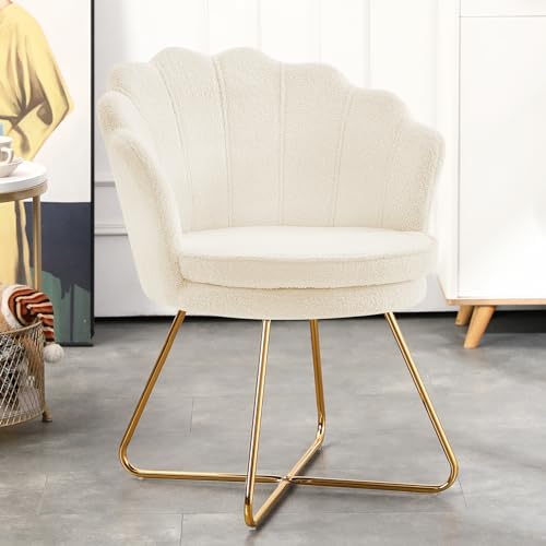 Furnimart Vanity Chair with Back, Shell Accent Chair for Living Room, Criss C...
