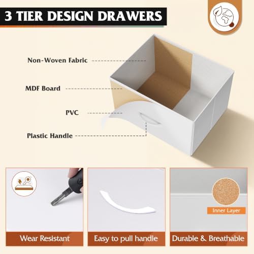 WLIVE LED Dresser TV Stand for 55 Inch TV, 8 Drawers, White