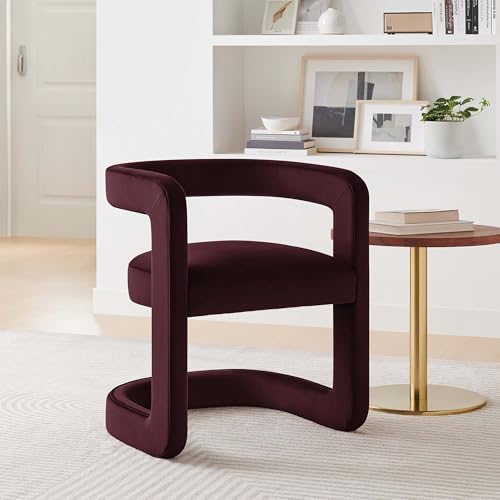 Modway Winslow Stain-Resistant Performance Velvet Dining Chair in Mulberry - ...