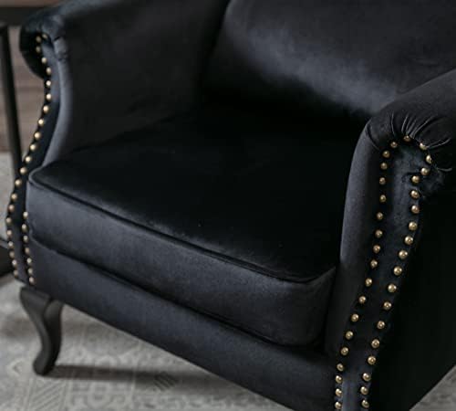 Mid Century Modern Accent Chair Upholstered Armchair Comfy Velvet Fabric Sing...