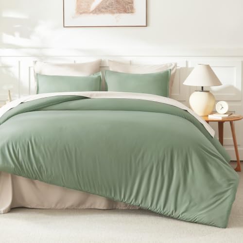 Litanika Queen Comforter Set Sage Green, 3 Pieces Lightweight Solid Bed Set