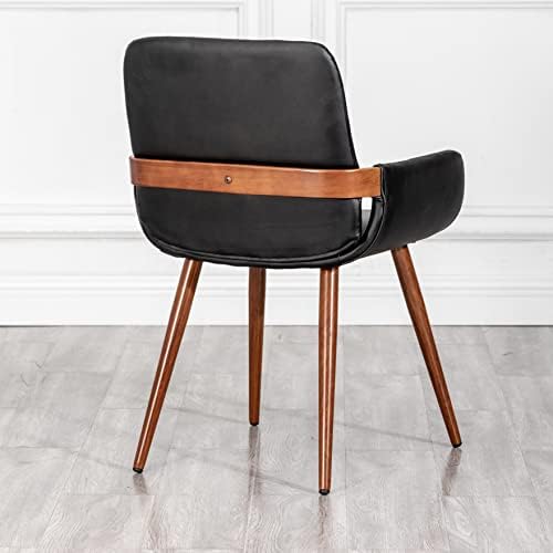 LUNLING Mid Century Modern Faux Leather Dining Chairs Set of 2, Black, Uphols...