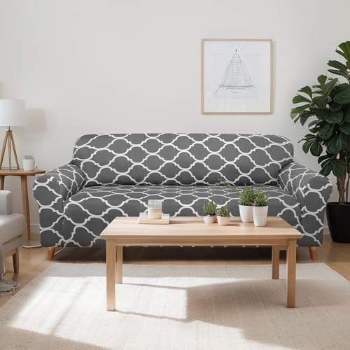 Peryiter 3 Pcs Dark Gray Couch and Loveseat Sofa Covers,3 Size | Slipcovers f...