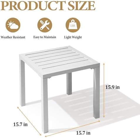 Crestlive Products Aluminum Outdoor Side Table, Pool Lounge Chair Side Table,...