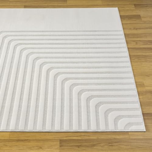 LUXE WEAVERS Mid Century Modern Geometric Cream 8x10 Area Rug
