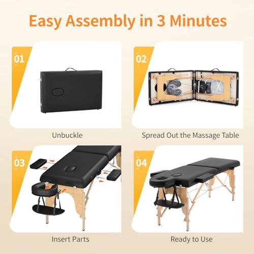 BestMassage Massage Bed Portable Folding Massage Table 24" Wide,Black
