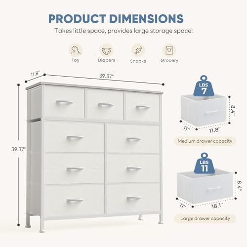 DUMOS 9 Drawer Dresser for Bedroom, Storage Organizer Chest of Drawers