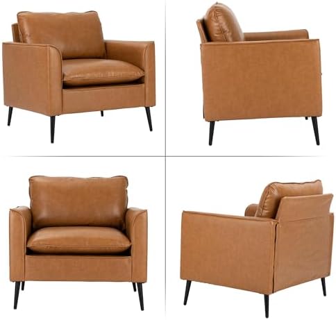 Okeysen Modern Leather Chair Set of 2, Oversized Armchair for Living Room, Mi...
