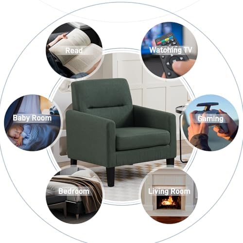 Accent Chair, Mid Century Modern Living Room Chairs Reading Chair, Green