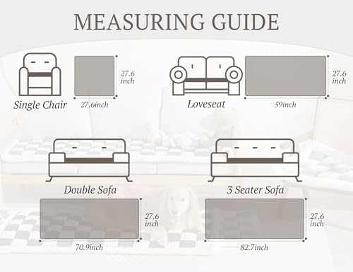 Dog Couch Cover Protector For Couches, Quilted Washable Non-Slip, Blue Gray | Couch Covers For Dogs, Couch Cover Checkered, PP Cotton Filling, Machine Washable for Sofa, Window Seat and Floor