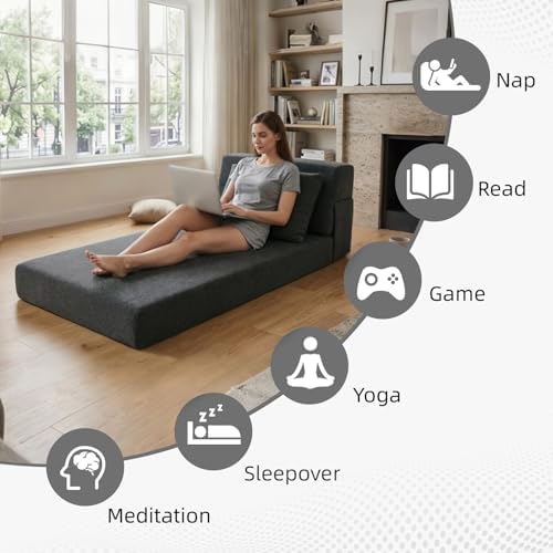 Folding Sofa Bed, Convertible Sleeper Chair Bed with Pillow