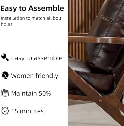 INZOY Mid-Century Modern Accent Chair with Wood Frame, PU Leather Living Room...