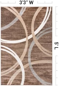 Rugshop Wavy Circles Modern Fade-Resistant Area Rug Brown 3'3" x 5'