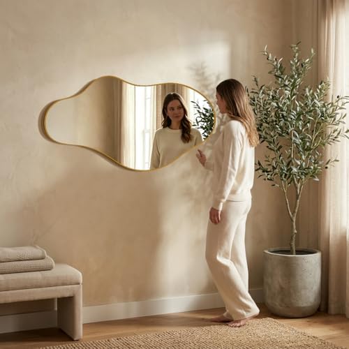 Irregular Wall Mirror 22"x40" Gold Abstract Asymmetrical Mirrors fo...