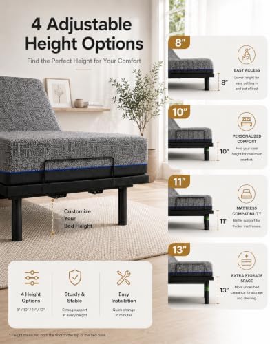 Marsail Adjustable Bed Frame Full with Mattress & Massage, Adjustable Base