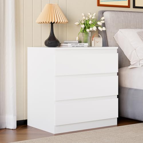 OtterOasis White Dresser for Bedroom with 3 Drawer Wide Wooden Chest