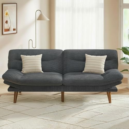 PERLECARE Convertible Futon Sofa Bed, 66" Corduroy Futon Couch with Adju...