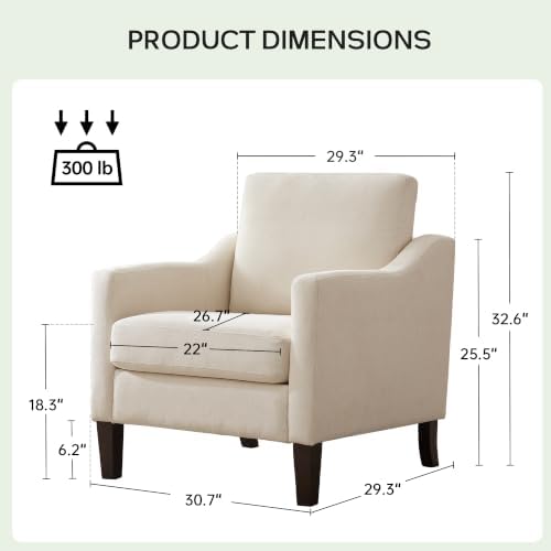 VKNOW Accent Chairs, Modern Upholstered Armchairs, Beige