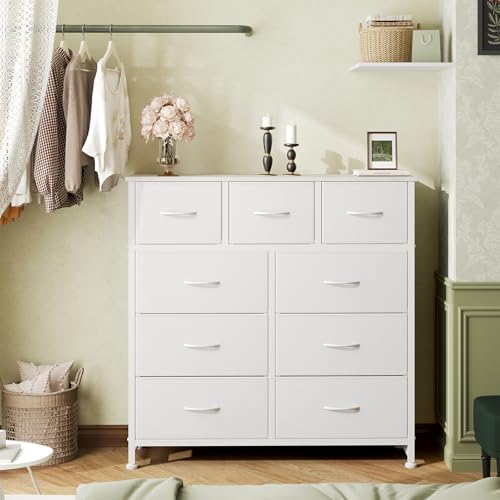 DUMOS 9 Drawer Dresser for Bedroom, Storage Organizer Chest of Drawers
