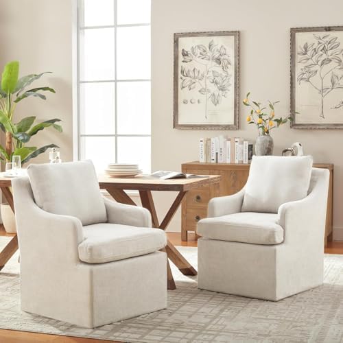 VKNOW Upholstered Dining Chairs, Dining Room Chairs with Casters