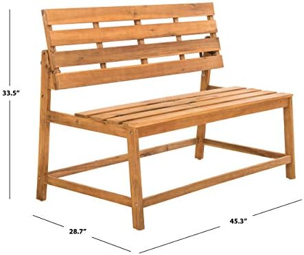 SAFAVIEH PAT6753A Collection Ruben Teak Balcony Bench and Table Outdoor Set