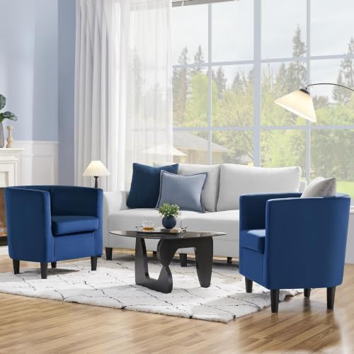 Yaheetech Barrel Accent Chairs Set of 2, Modern Armchairs, Blue