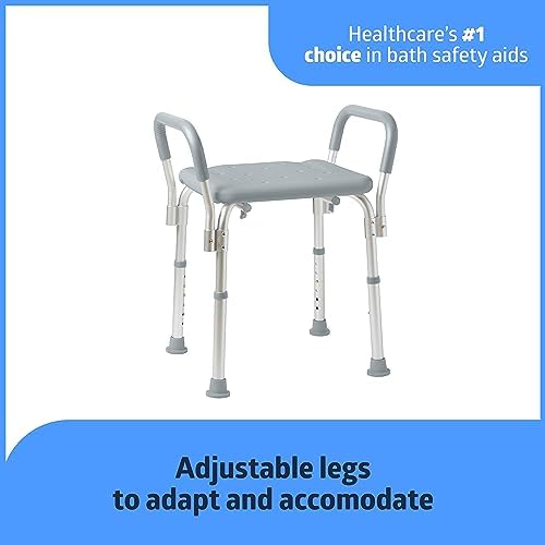 Medline Backless Shower Chair with Arms - 350 lb. capacity, Bench, Stool, Sea...