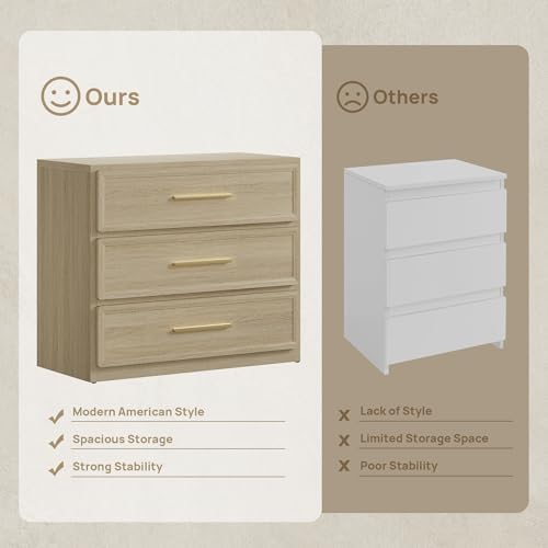SICOTAS Oversized Nightstands Set of 3 for Bedroom - Storage Bedside Table