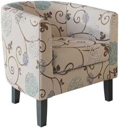 BELLEZE Living Room Chair, Linen Round Accent Barrel Chair, Club Tub Sofa Cha...