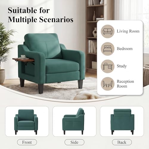Accent Chair for Living Room, Mid-Century Upholstered Armchair with Foldable ...