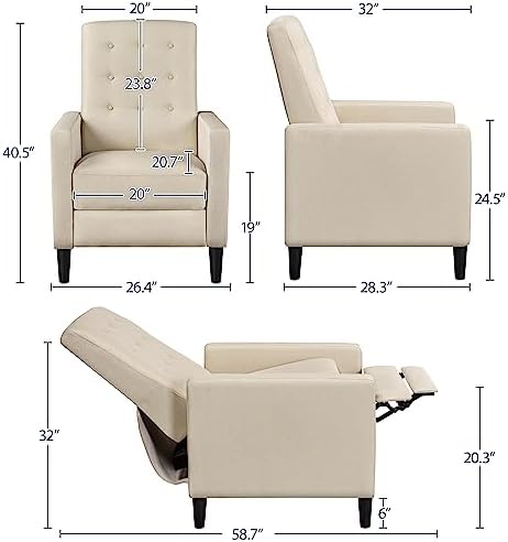 Yaheetech Fabric Recliner Chair Tufted Upholstered Single Sofa Beige