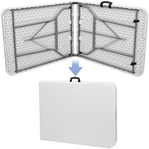 SUPER DEAL 6FT Folding Table for Indoor Outdoor, Portable Heavy Duty Fold-in-...