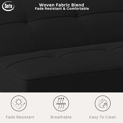Serta® Rane Futon Sofa Bed 66.1", 3-in-1 Convertible Couch Sleeper for S...