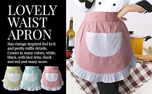 CRB Fashion Waist Apron Kitchen Cooking Restaurant Cotton Bistro Half Aprons - Image 4