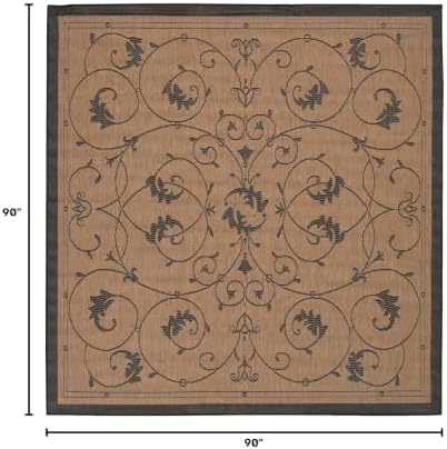 Couristan Recife Veranda Outdoor Square Area Rug for Patio, Brown, 8x8 Ft