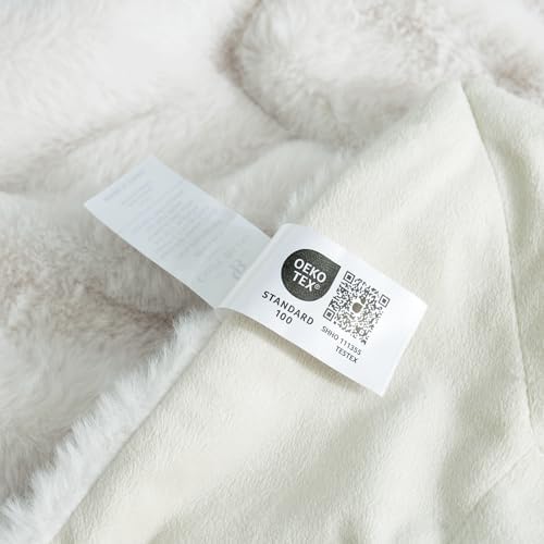 Cozy Bliss Deluxe Sheared Rabbit Faux Fur Throw Blanket, Soft Fuzzy High-Low ...