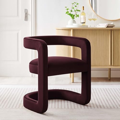 Modway Winslow Stain-Resistant Performance Velvet Dining Chair in Mulberry - ...