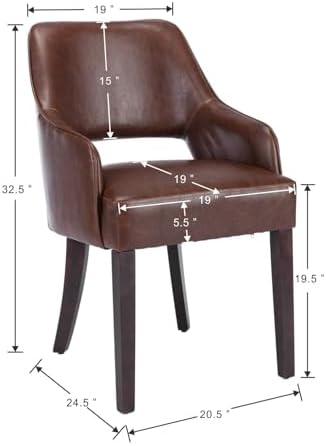 Faux Leather Upholstered Dining Chairs Set of 2 with Arms