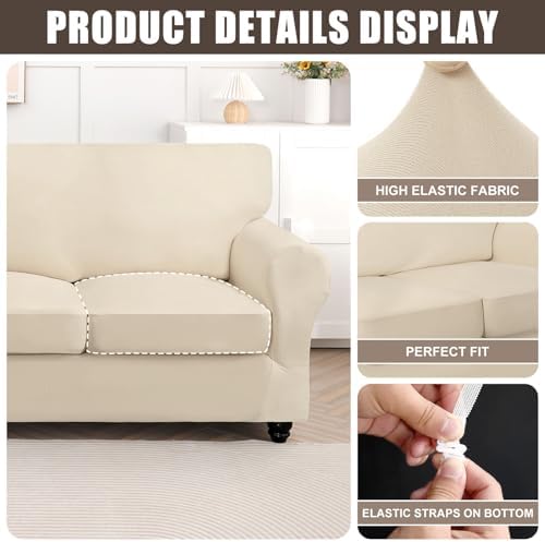 SearchI Stretch Sofa Cover Couch Covers, 2 Piece Armchair Slipcover with Sepa...