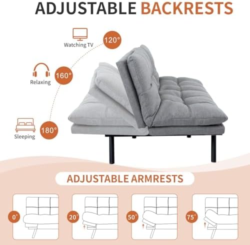 MUUEGM Futon Sofa Bed，Memory Foam Futon Convertible Couch Bed, Sofa Bed Couch...