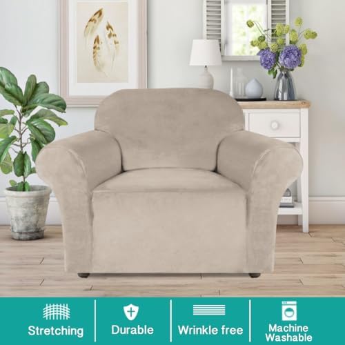 Turquoize Stretch Velvet Chair Cover Sofa Covers for Living Room Armchair Cov...