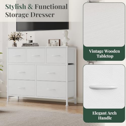 Fabric Dresser for Bedroom with 7 Drawers, Chest of Drawers